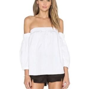 Milly White Cotton Off The Shoulder Poplin Top MEDIUM
